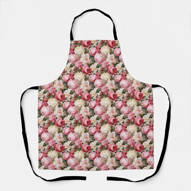 Birthday Gift | Seamless Peony Flower Apron (Front)