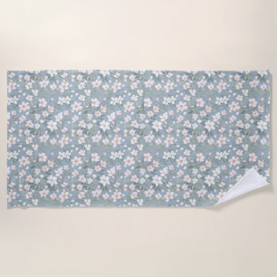 Birthday Gift Seamless Pink and White Floral Beach Towel
