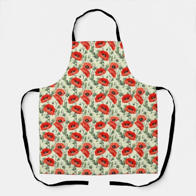 Birthday Gift | Seamless Red Poppy Apron (Front)