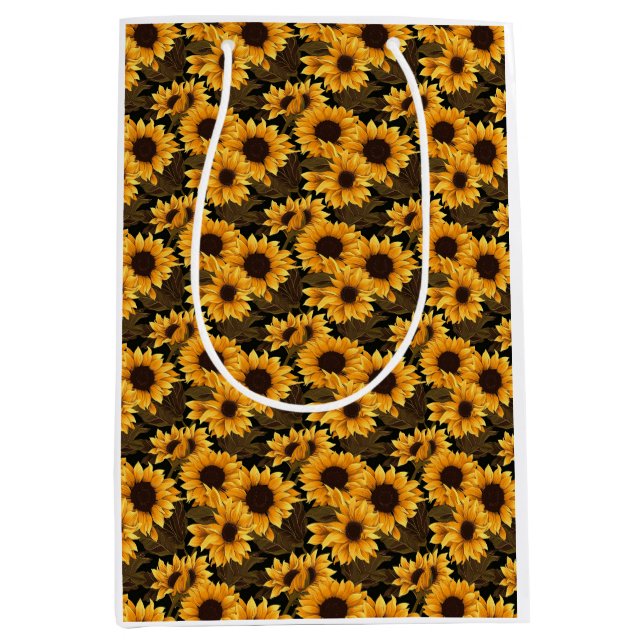 Birthday Gift | Seamless Sunflower Medium Gift Bag (Front)