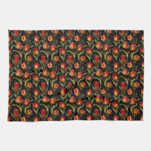Birthday Gift Seamless Tulip In Red Tea Towel