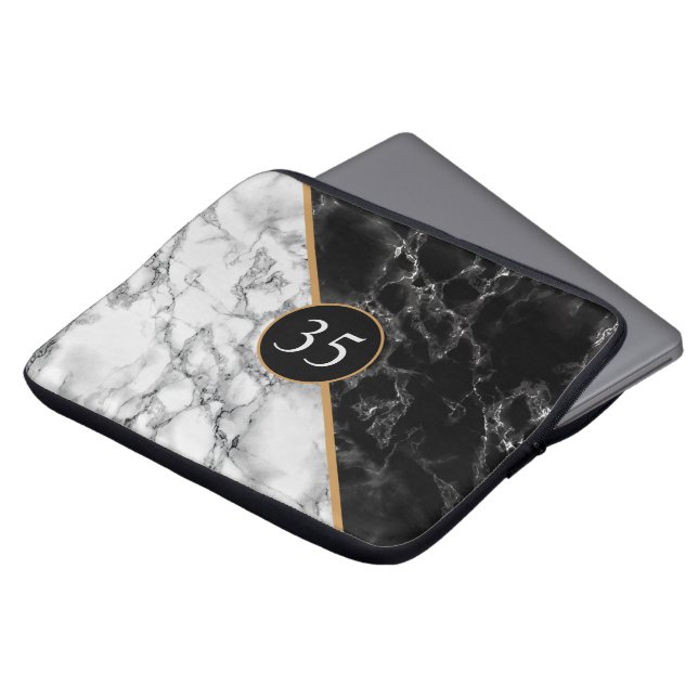 Birthday Gift Sleeve Black White Marble Stone (Front Top)