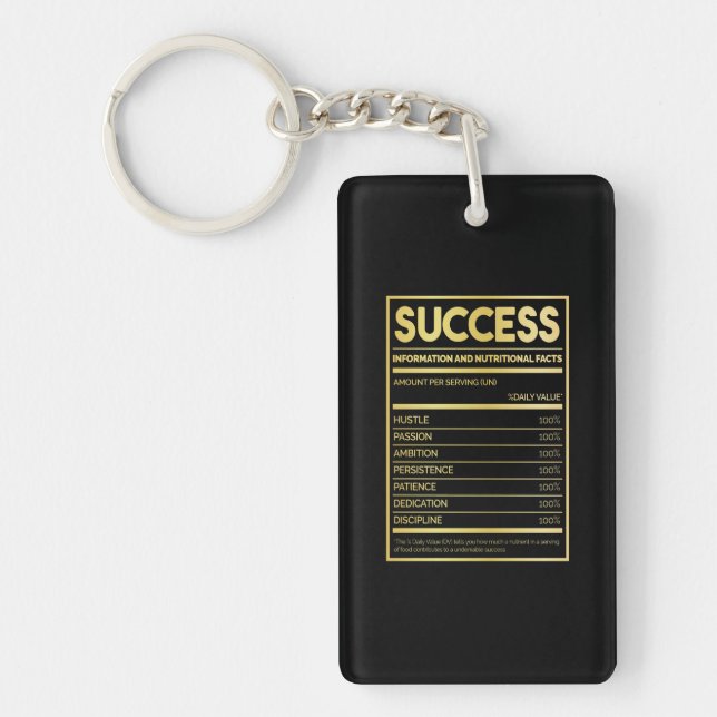 Birthday Gift Success Nutritional Facts Key Ring (Front)