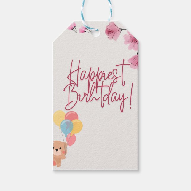 Birthday gift tag, personalised  tags (Front)