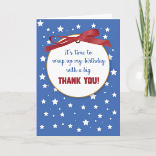 Birthday Gift Thank You Presents, Red Ribbon, Star Card