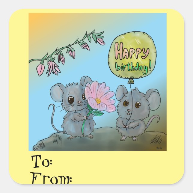 Birthday gift to from sticker (Front)