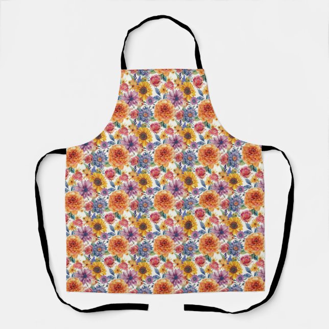 Birthday Gift | Vibrant Floral Arrangement Apron (Front)