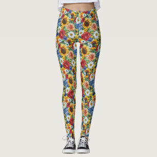 Birthday Gift Vibrant Floral Arrangement Leggings