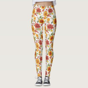 Birthday Gift Vibrant Floral Arrangement Leggings