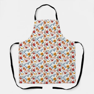 Birthday Gift Vibrant Floral In Watercolor Style Apron