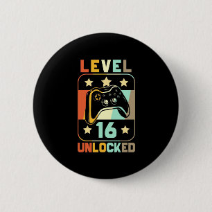 Birthday Gift Vintage Level 16 Unlocked 6 Cm Round Badge