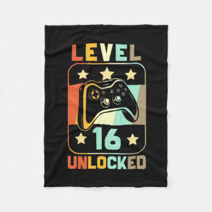 Birthday Gift Vintage Level 16 Unlocked Fleece Blanket