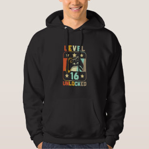 Birthday Gift Vintage Level 16 Unlocked Hoodie