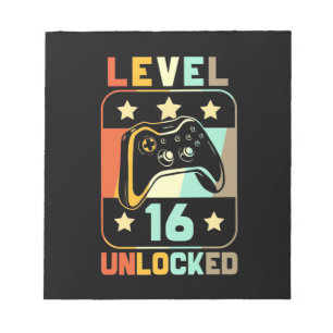 Birthday Gift Vintage Level 16 Unlocked Notepad