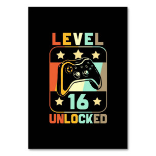 Birthday Gift Vintage Level 16 Unlocked Table Number