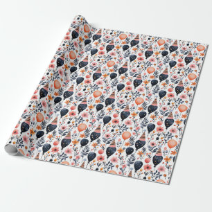 Birthday Gift Whimsical Balloon and Flower Wrapping Paper