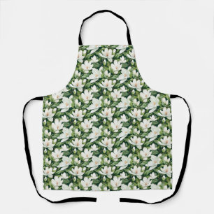 Birthday Gift White Magnolia Flowers Seamless Apron