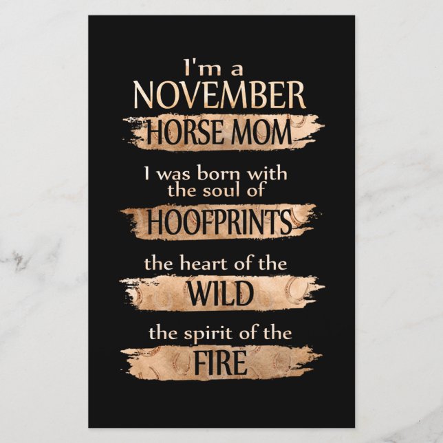 Birthday Gifts | I'm A November Horse Mum Stationery (Front)