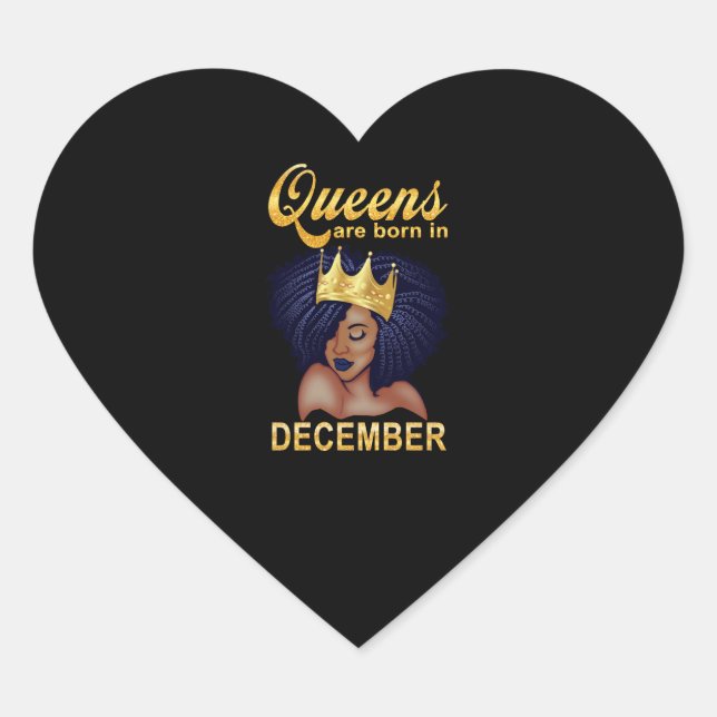 Birthday Gifts | Queens Are Born In December Heart Sticker (Front)