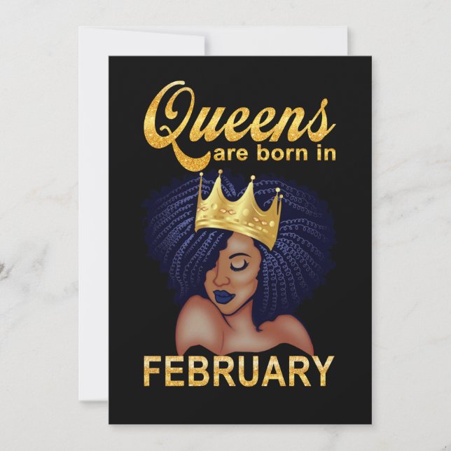 Birthday Gifts | Queens Are Born In February Holiday Card (Front)