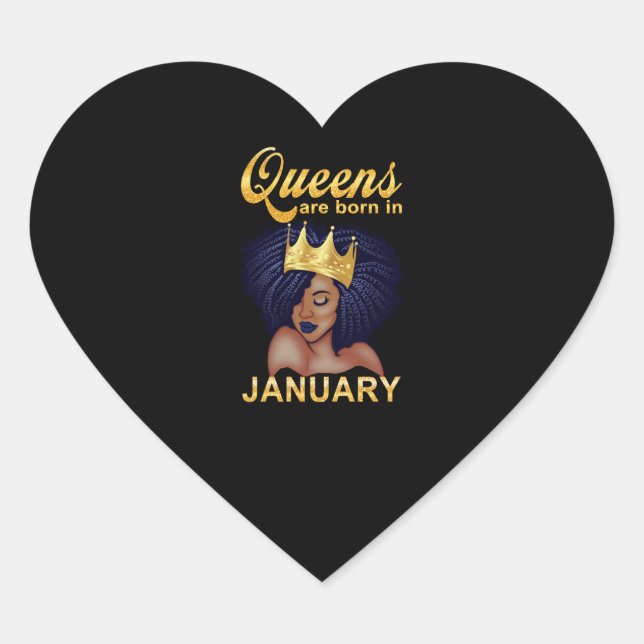 Birthday Gifts | Queens Are Born In January Heart Sticker (Front)