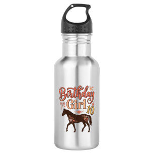 Birthday Girl 10 Horse Floral Vector Design_1 532 Ml Water Bottle