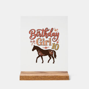 Birthday Girl 10 Horse Floral Vector Design_1 Acrylic Sign