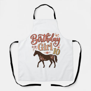 Birthday Girl 10 Horse Floral Vector Design_1 Apron