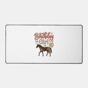 Birthday Girl 10 Horse Floral Vector Design_1 Desk Mat