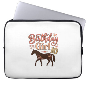 Birthday Girl 10 Horse Floral Vector Design_1 Laptop Sleeve