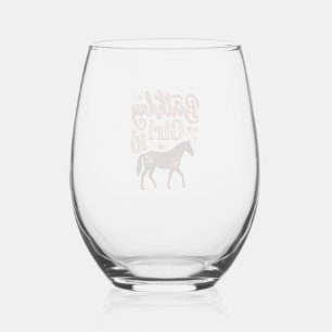 Birthday Girl 10 Horse Floral Vector Design_1 Stemless Wine Glass
