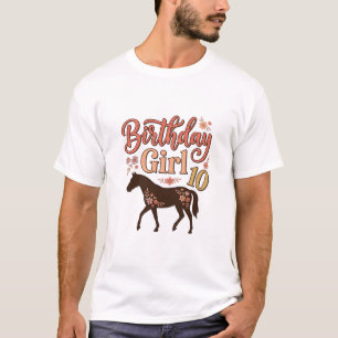 Birthday Girl 10 Horse Floral Vector Design_1 T-Shirt