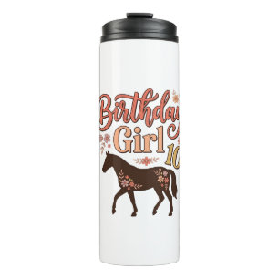 Birthday Girl 10 Horse Floral Vector Design_1 Thermal Tumbler