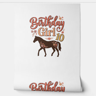 Birthday Girl 10 Horse Floral Vector Design_1 Wallpaper