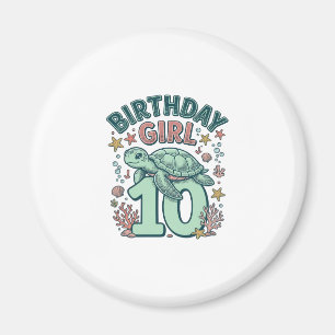Birthday Girl 10 Sea Turtle Vintage Engraving Desi Magnet