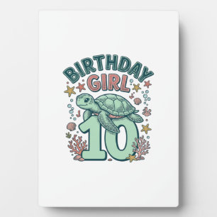 Birthday Girl 10 Sea Turtle Vintage Engraving Desi Plaque