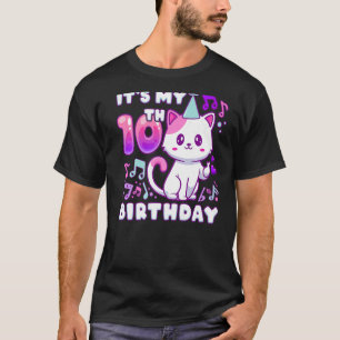 Birthday girl 10 years old, K-pop kitten with fing T-Shirt