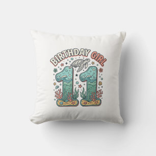 Birthday Girl 11 Sea Turtle Ocean Party Design_1 Cushion