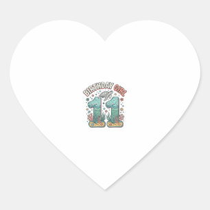 Birthday Girl 11 Sea Turtle Ocean Party Design_1 Heart Sticker