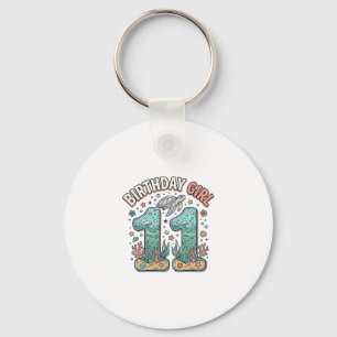 Birthday Girl 11 Sea Turtle Ocean Party Design_1 Key Ring