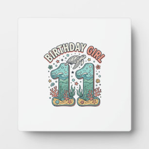 Birthday Girl 11 Sea Turtle Ocean Party Design_1 Plaque