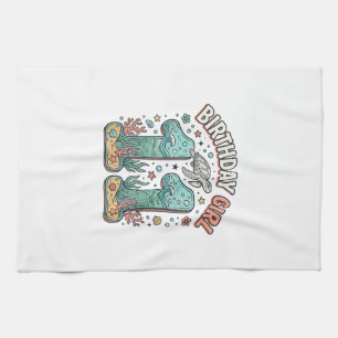 Birthday Girl 11 Sea Turtle Ocean Party Design_1 Tea Towel