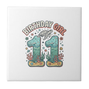 Birthday Girl 11 Sea Turtle Ocean Party Design_1 Tile