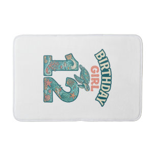 Birthday Girl 12 Sea Turtle Ocean Vintage Shirt De Bath Mat