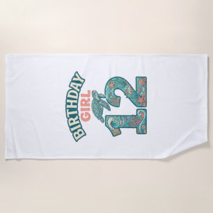 Birthday Girl 12 Sea Turtle Ocean Vintage Shirt De Beach Towel