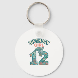 Birthday Girl 12 Sea Turtle Ocean Vintage Shirt De Key Ring