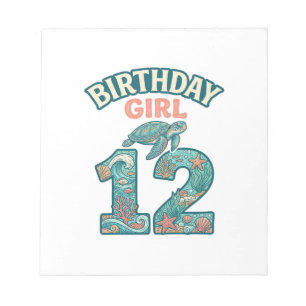 Birthday Girl 12 Sea Turtle Ocean Vintage Shirt De Notepad