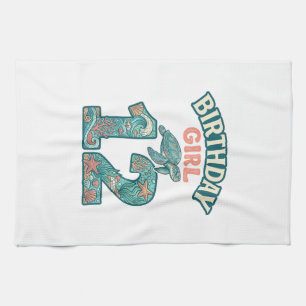 Birthday Girl 12 Sea Turtle Ocean Vintage Shirt De Tea Towel