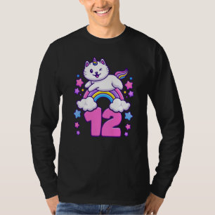 Birthday girl 12 years old, cat, unicorn, 12th bir T-Shirt