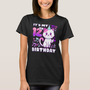 Birthday girl 12 years old, K-pop kitten with fing T-Shirt
